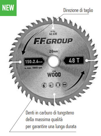 Hoja de sierra circular FF Group de 150 x 20 mm para madera