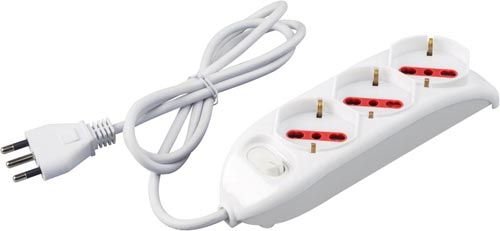 Multipresa Emilia Rosi 3 prese schuko/biv 10/16A 2P+E 250V 1,5m cavo H05VV-F 3G1 + interruttore spia + spina 16A 2P+E 250V