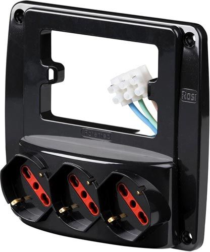 Regleta de enchufes Rosi con 3 tomas Schuko de doble función de 10/16 A