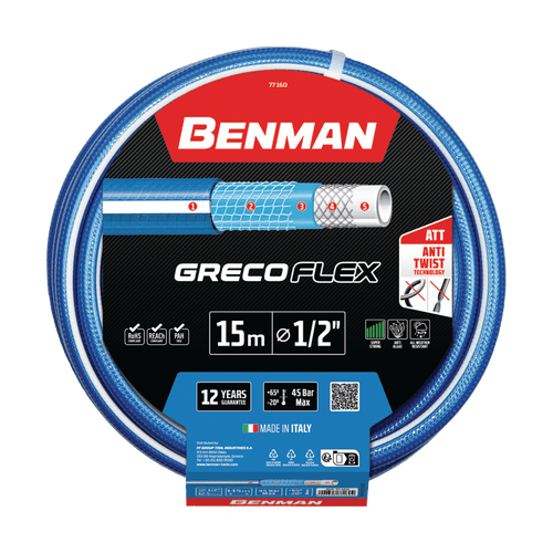 Tubo da giardinaggio in gomma grecoflex - Benman - diametro 5/8" - lunghezza 25m