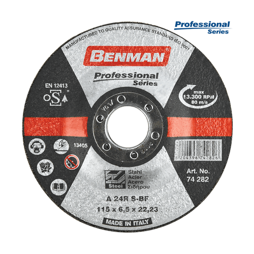 Disco abrasivo da sbavo professional series per acciaio 115X6,5mm Benman