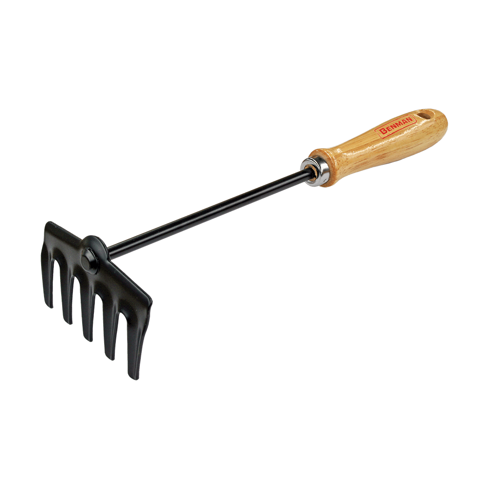 Rastrellino 5 denti manico in legno Benman