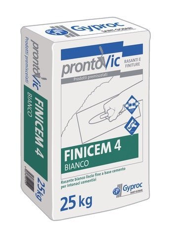 Revoque de cemento blanco Finicem 4 de 25 kg 