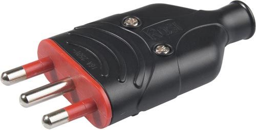 Enchufe de goma antiaplastamiento negro de 16 A y 250 V